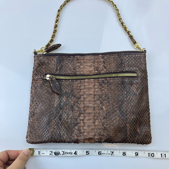 Brown Snakeskin Print Chain Strap Bag N219-35 - Picture 6 of 7